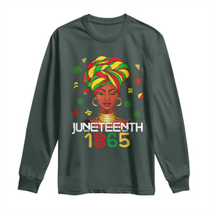 Melanin Queen Long Sleeve Shirt 1865 Juneteenth Celebrate African American Freedom Day TS01 Dark Forest Green Print Your Wear