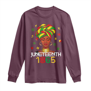 Melanin Queen Long Sleeve Shirt 1865 Juneteenth Celebrate African American Freedom Day TS01 Maroon Print Your Wear