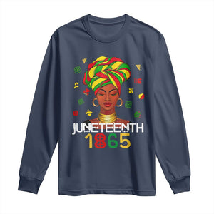 Melanin Queen Long Sleeve Shirt 1865 Juneteenth Celebrate African American Freedom Day TS01 Navy Print Your Wear