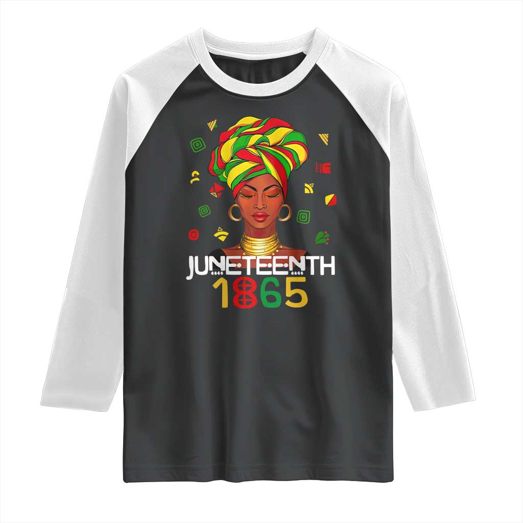 Melanin Queen Raglan Shirt 1865 Juneteenth Celebrate African American Freedom Day TS01 Black White Print Your Wear
