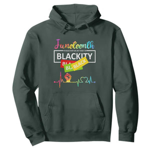 Juneteenth Hoodie Blackity Heartbeat TS01 Dark Forest Green Printyourwear