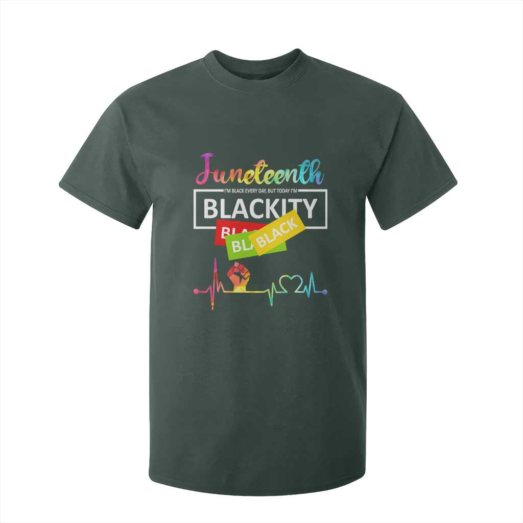 Juneteenth 1865 T Shirt For Kid Blackity Heartbeat TS01 Dark Forest Green Print Your Wear