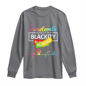 Juneteenth 1865 Long Sleeve Shirt Blackity Heartbeat TS01 Charcoal Print Your Wear