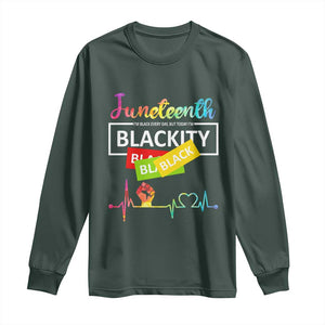 Juneteenth 1865 Long Sleeve Shirt Blackity Heartbeat TS01 Dark Forest Green Print Your Wear