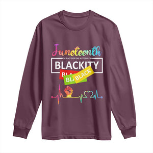 Juneteenth 1865 Long Sleeve Shirt Blackity Heartbeat TS01 Maroon Print Your Wear