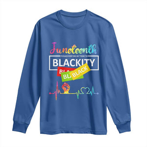 Juneteenth 1865 Long Sleeve Shirt Blackity Heartbeat TS01 Royal Blue Print Your Wear