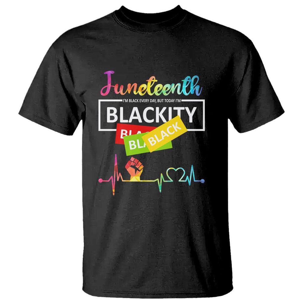 Juneteenth T Shirt Blackity Heartbeat TS01 Black Printyourwear