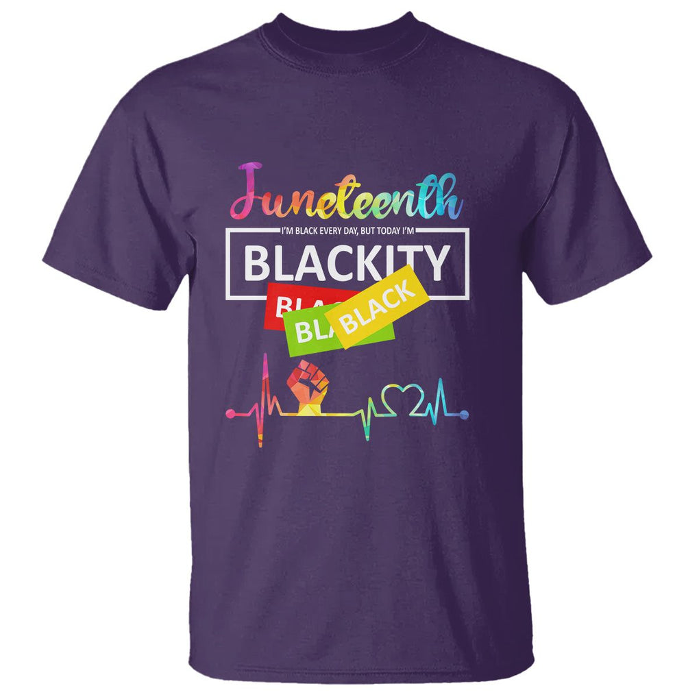 Juneteenth T Shirt Blackity Heartbeat TS01 Purple Printyourwear