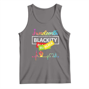 Juneteenth 1865 Tank Top Blackity Heartbeat TS01 Deep Heather Print Your Wear
