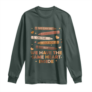 Black Pride Teaching Long Sleeve Shirt For Teacher We Have The Same Heart Inside BHM African American TS01 Dark Forest Green Print Your Wear