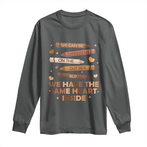 Black Pride Teaching Long Sleeve Shirt For Teacher We Have The Same Heart Inside BHM African American TS01 Dark Heather Print Your Wear