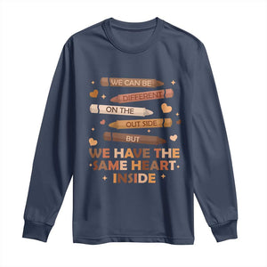 Black Pride Teaching Long Sleeve Shirt For Teacher We Have The Same Heart Inside BHM African American TS01 Navy Print Your Wear