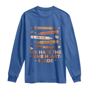 Black Pride Teaching Long Sleeve Shirt For Teacher We Have The Same Heart Inside BHM African American TS01 Royal Blue Print Your Wear