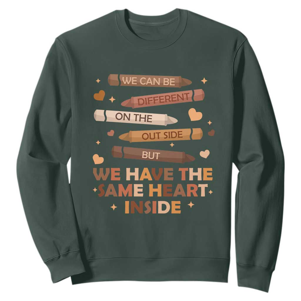 Same Heart Black History Month African American Sweatshirt For Teacher TS01 Dark Forest Green Printyourwear