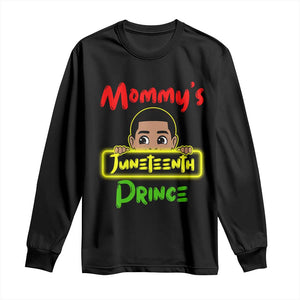 Mommy's Juneteenth Prince Long Sleeve Shirt Black Boy TS01 Black Print Your Wear