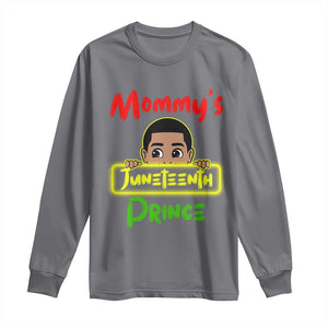 Mommy's Juneteenth Prince Long Sleeve Shirt Black Boy TS01 Charcoal Print Your Wear