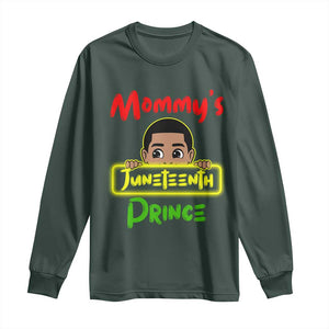 Mommy's Juneteenth Prince Long Sleeve Shirt Black Boy TS01 Dark Forest Green Print Your Wear