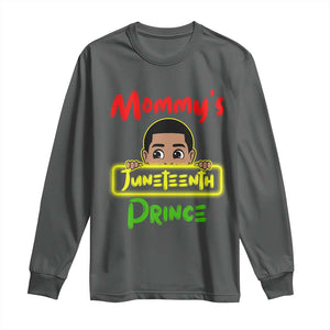 Mommy's Juneteenth Prince Long Sleeve Shirt Black Boy TS01 Dark Heather Print Your Wear