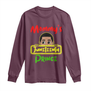 Mommy's Juneteenth Prince Long Sleeve Shirt Black Boy TS01 Maroon Print Your Wear