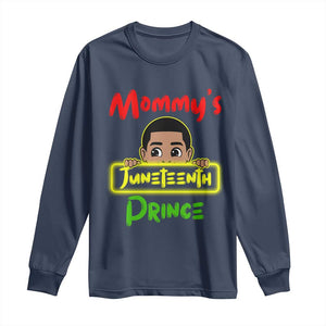 Mommy's Juneteenth Prince Long Sleeve Shirt Black Boy TS01 Navy Print Your Wear