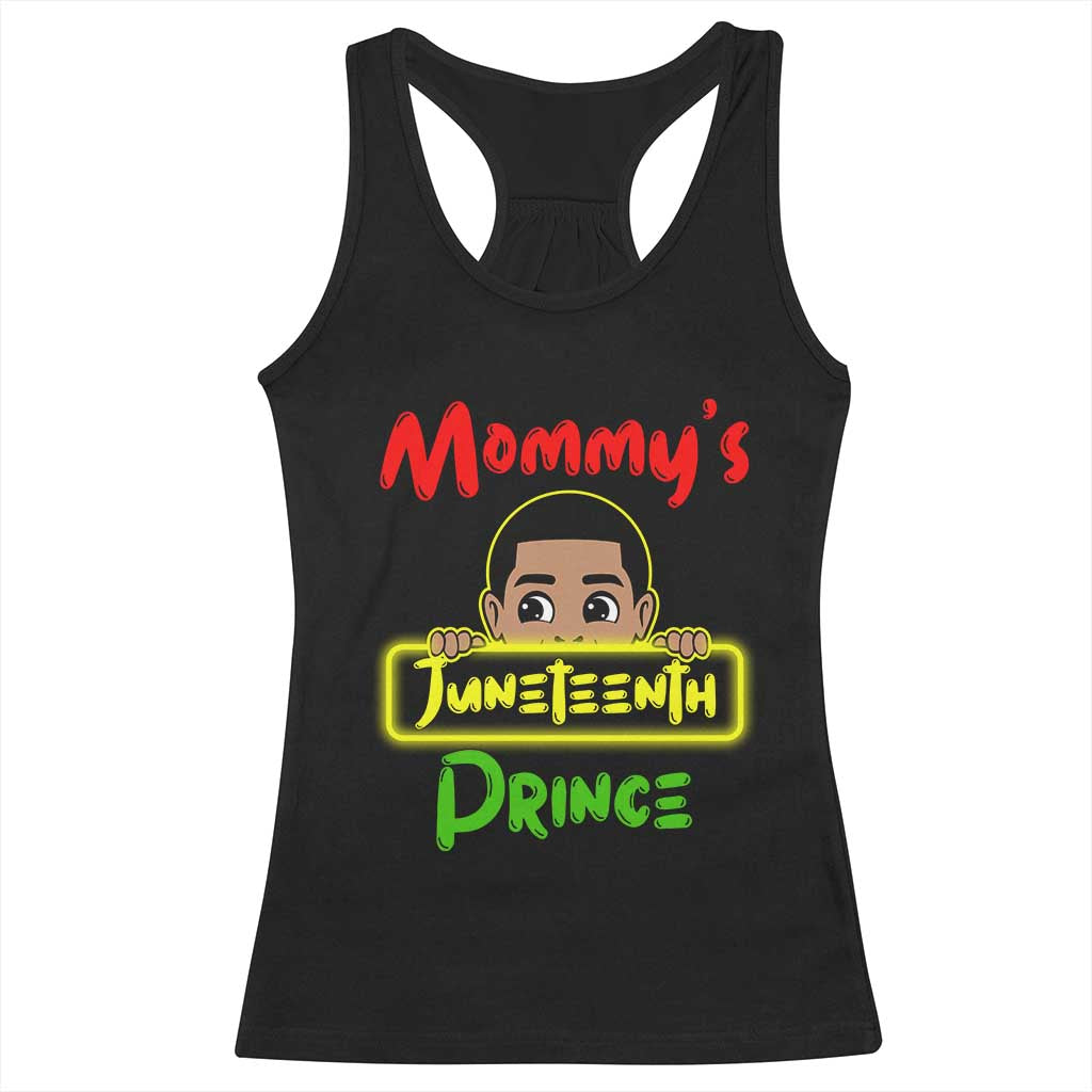 Mommy's Juneteenth Prince Racerback Tank Top Black Boy TS01 Black Print Your Wear
