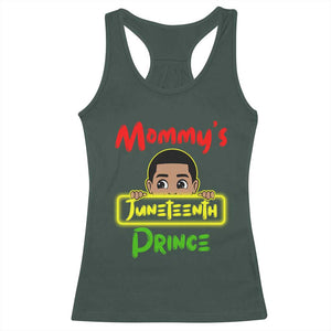 Mommy's Juneteenth Prince Racerback Tank Top Black Boy TS01 Dark Forest Green Print Your Wear
