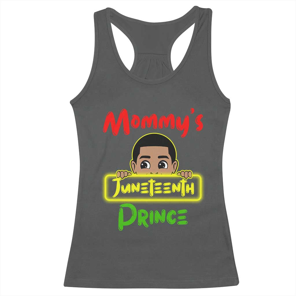 Mommy's Juneteenth Prince Racerback Tank Top Black Boy TS01 Dark Heather Print Your Wear