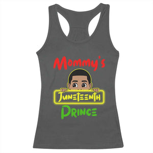 Mommy's Juneteenth Prince Racerback Tank Top Black Boy TS01 Dark Heather Print Your Wear