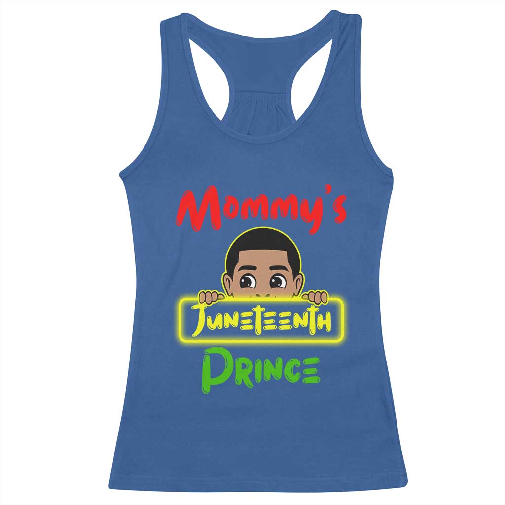 Mommy's Juneteenth Prince Racerback Tank Top Black Boy TS01 Royal Blue Print Your Wear