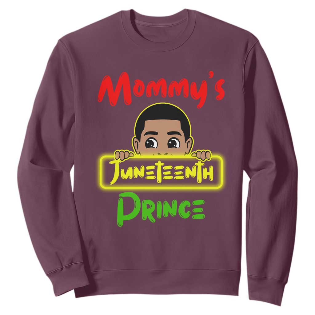Mommy's Juneteenth Prince Funny Sweatshirt TS01 Maroon Printyourwear