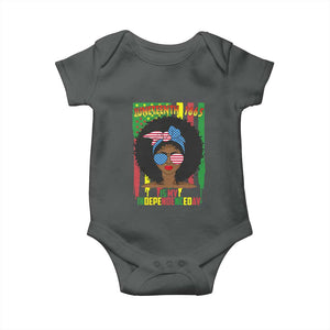 Juneteenth Is My Independence Day Baby Onesie For Black Women Not 4th Of July TS01 Dark Heather Print Your Wear