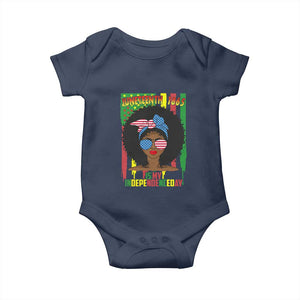 Juneteenth Is My Independence Day Baby Onesie For Black Women Not 4th Of July TS01 Navy Print Your Wear