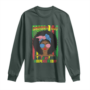 Juneteenth Is My Independence Day Long Sleeve Shirt For Black Women Not 4th Of July TS01 Dark Forest Green Print Your Wear