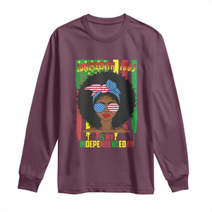 Juneteenth Is My Independence Day Long Sleeve Shirt For Black Women Not 4th Of July TS01 Maroon Print Your Wear