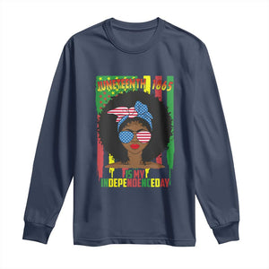 Juneteenth Is My Independence Day Long Sleeve Shirt For Black Women Not 4th Of July TS01 Navy Print Your Wear