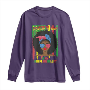 Juneteenth Is My Independence Day Long Sleeve Shirt For Black Women Not 4th Of July TS01 Purple Print Your Wear