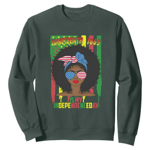 Juneteenth Is My Independence Day Sweatshirt For Black Women 4th Of July TS01 Dark Forest Green Printyourwear