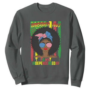 Juneteenth Is My Independence Day Sweatshirt For Black Women 4th Of July TS01 Dark Heather Printyourwear