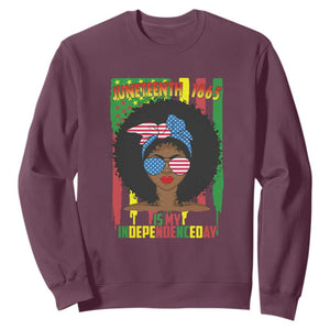 Juneteenth Is My Independence Day Sweatshirt For Black Women 4th Of July TS01 Maroon Printyourwear