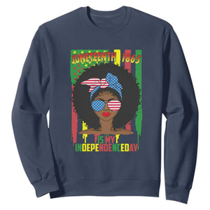 Juneteenth Is My Independence Day Sweatshirt For Black Women 4th Of July TS01 Navy Printyourwear