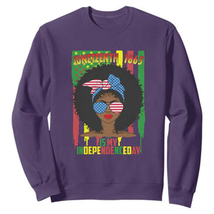 Juneteenth Is My Independence Day Sweatshirt For Black Women 4th Of July TS01 Purple Printyourwear