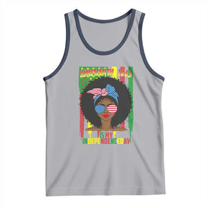 Juneteenth Is My Independence Day Tank Top For Black Women Not 4th Of July TS01 Athletic Heather Navy Print Your Wear