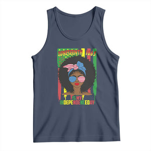 Juneteenth Is My Independence Day Tank Top For Black Women Not 4th Of July TS01 Navy Print Your Wear