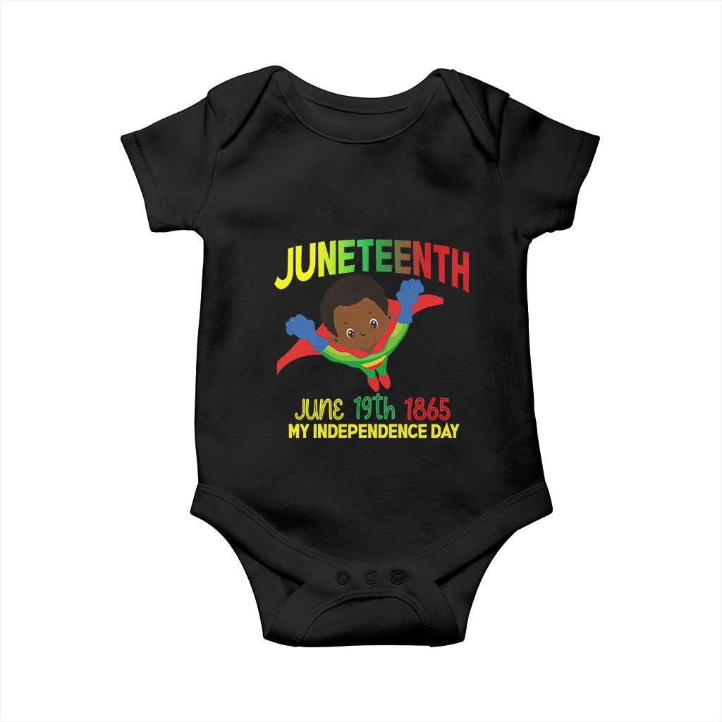 Juneteenth Is My Independence Day Baby Onesie Super Hero Black Boy TS01 Black Print Your Wear