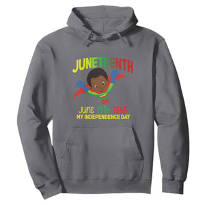 Happy Juneteenth Is My Independence Day Hoodie Super Hero Black Boy TS01 Charcoal Printyourwear