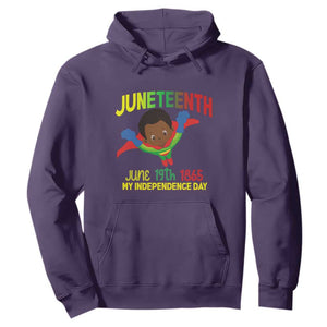 Happy Juneteenth Is My Independence Day Hoodie Super Hero Black Boy TS01 Purple Printyourwear