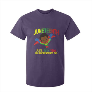 Juneteenth Is My Independence Day T Shirt For Kid Super Hero Black Boy TS01 Purple Print Your Wear