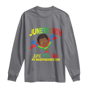 Juneteenth Is My Independence Day Long Sleeve Shirt Super Hero Black Boy TS01 Charcoal Print Your Wear