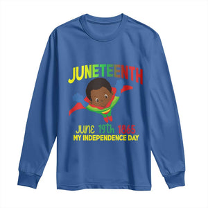 Juneteenth Is My Independence Day Long Sleeve Shirt Super Hero Black Boy TS01 Royal Blue Print Your Wear