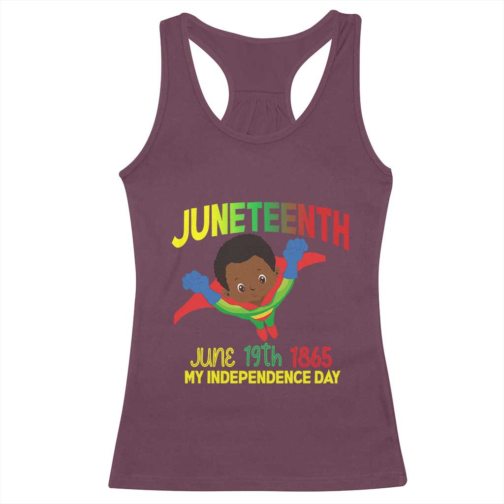 Juneteenth Is My Independence Day Racerback Tank Top Super Hero Black Boy TS01 Maroon Print Your Wear